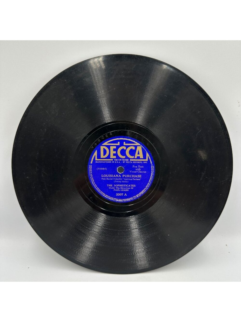 Decca Records Sophisticates Louisiana Purchase/The Kitten 78 RPM Fox Trots Vocal
